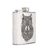 詳細ウルフポートレートイラストレーション フラスク (右)