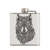 詳細ウルフポートレートイラストレーション フラスク (裏面)