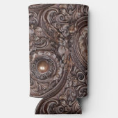 詳細エレガンス彫りアンティークウッド スリム缶クーラー (裏面)