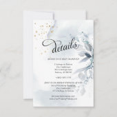 詳細エレガントほこりっぽい青い水色の葉 招待状 (正面)