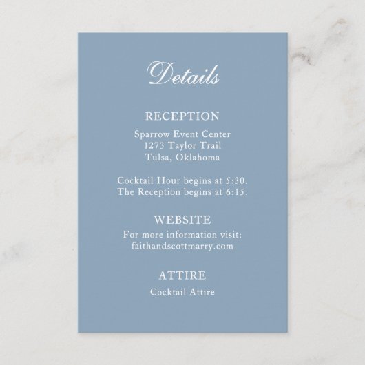 詳細エンクロージャカードほこり青結婚色のカード エンクロージャーカード (正面)