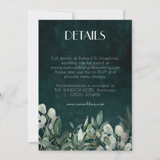 詳細エンクロージャカード緑リース 招待状 (正面)