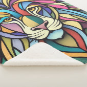 詳細カラフルな獅子頭 シェルパブランケット (3/4)