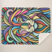 詳細カラフルな獅子頭 シェルパブランケット (正面(横))