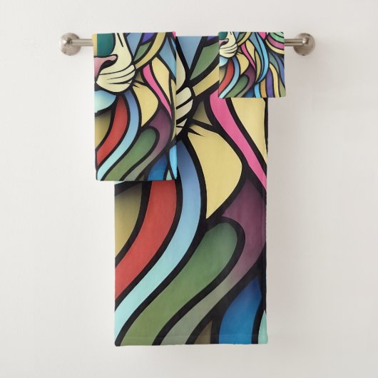 詳細カラフルな獅子頭 バスタオルセット (インサイチュ)