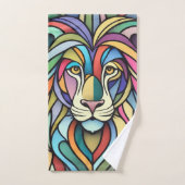 詳細カラフルな獅子頭 バスタオルセット (ハンドタオル)