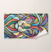 詳細カラフルな獅子頭 バスタオルセット (ハンドタオル)