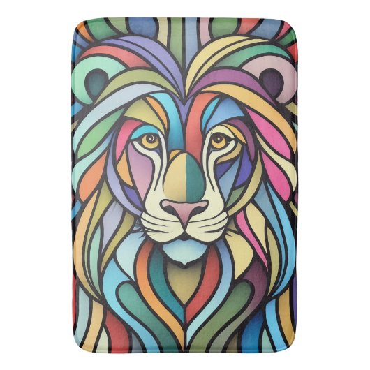 詳細カラフルな獅子頭 バスマット (正面縦)