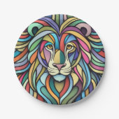 詳細カラフルな獅子頭 ペーパープレート (正面)