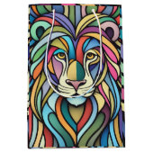 詳細カラフルな獅子頭 ミディアムペーパーバッグ (正面)