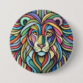 詳細カラフルな獅子頭 缶バッジ (正面)