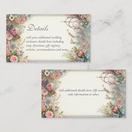 詳細カードマクシマリストフローラシャビーシックヴィンテージ エンクロージャーカード (正面/裏面)