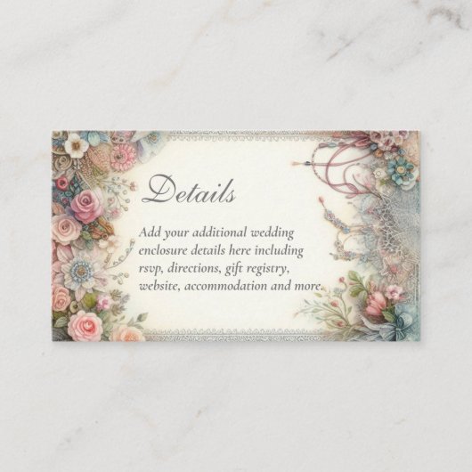 詳細カードマクシマリストフローラシャビーシックヴィンテージ エンクロージャーカード (正面)