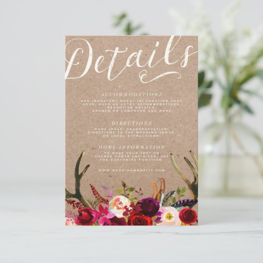 詳細カード | エレガントフローラボー素朴ー〔雄ジカの〕枝角 エンクロージャーカード (スタンド正面)