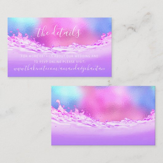 詳細カードWebサイト結婚トロピックのピンク波 エンクロージャーカード (正面/裏面)