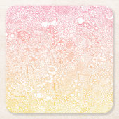 詳細ガーデンシーンアーティスト誕生日コーラルピーチ スクエアペーパーコースター (正面)