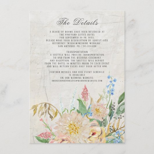 詳細シンプル葉モダンヴィンテージフローラ エンクロージャーカード (正面)