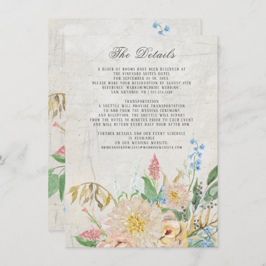 詳細シンプル葉モダンヴィンテージフローラ エンクロージャーカード (正面/裏面)