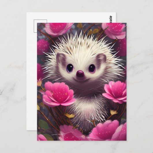 詳細ファンタジーかわいいかわいいバレンタインヘッジホッグ ポストカード (正面/裏面)