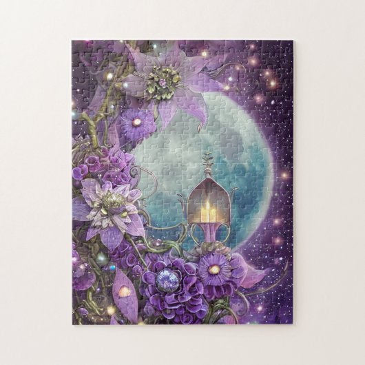詳細ファンタジー紫ムーンフラワー ジグソーパズル (縦)