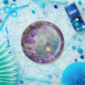 詳細ファンタジー紫ムーンフラワー ペーパープレート (パーティー)