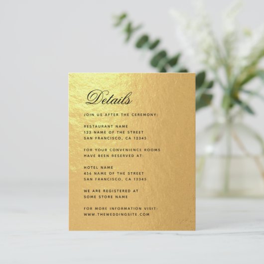 詳細フェイク金ゴールド予算結婚のエンクロージャカード (スタンド正面)