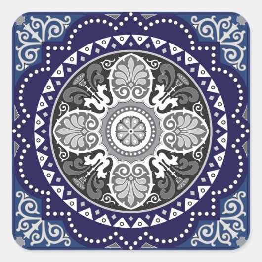 詳細フローラスカーフペイズリーデザイン スクエアシール (正面)