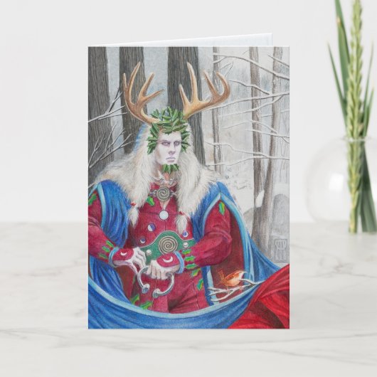 詳細ポートレートのケルトのホリーキング カード (正面)