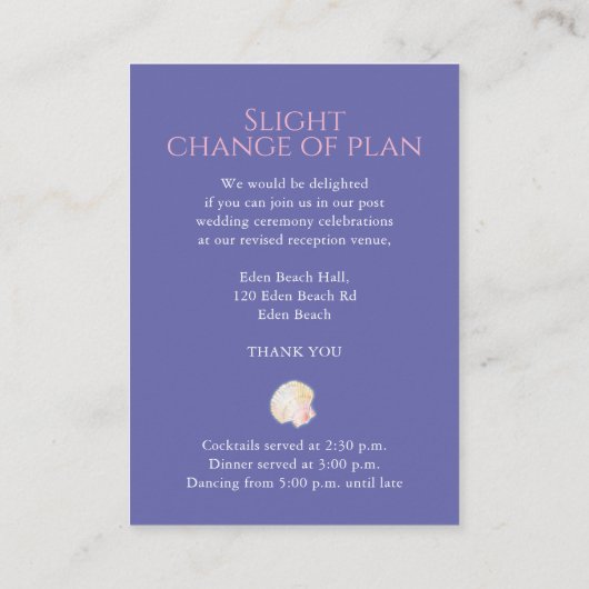 詳細変更ハートシェルビーチ結婚式 エンクロージャーカード (裏面)