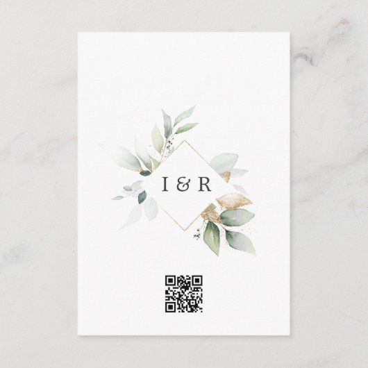 詳細植物緑化金ゴールド結婚のQRコード エンクロージャーカード (裏面)