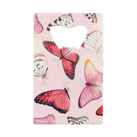 詳細熱帯蝶：ヴィンテージパターン クレジットカード栓抜き (正面)