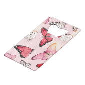 詳細熱帯蝶：ヴィンテージパターン クレジットカード栓抜き (裏面アングル)