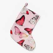 詳細熱帯蝶：ヴィンテージパターン スモールクリスマスストッキング (正面 (吊り時))