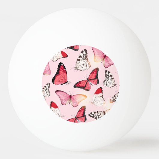詳細熱帯蝶:ヴィンテージパターン 卓球ボール (正面)