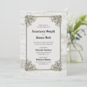 詳細素朴木彫りフレーム結婚ズ 招待状 (スタンド正面)