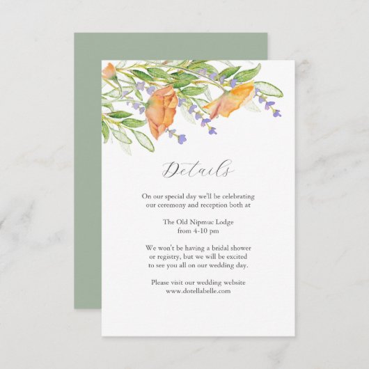 詳細結婚のエンクロージャカードのワイルドフラワーテーマ エンクロージャーカード (正面/裏面)