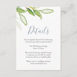 詳細結婚のエンクロージャカードの水色葉の エンクロージャーカード