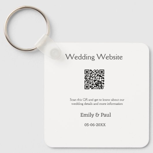 詳細結婚のWebサイトはQRをスキャンするカップル名 キーホルダー (正面)