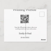 詳細結婚のWebサイトはQRをスキャンするカップル名 ポストカード (裏面)