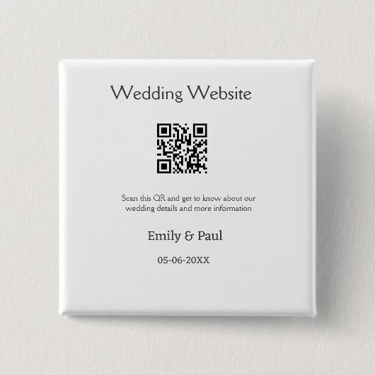 詳細結婚のWebサイトはQRをスキャンするカップル名 缶バッジ (正面)