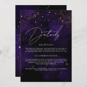 詳細結婚ズダークパープル魔法金ゴールドブラック 招待状 (正面/裏面)