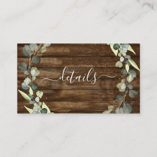 詳細結婚ズユーカリ素朴ウッドグリーナリー 名刺 (正面)