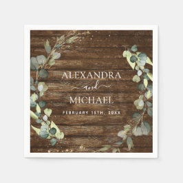 詳細結婚ズユーカリ素朴カントリー スタンダードカクテルナプキン