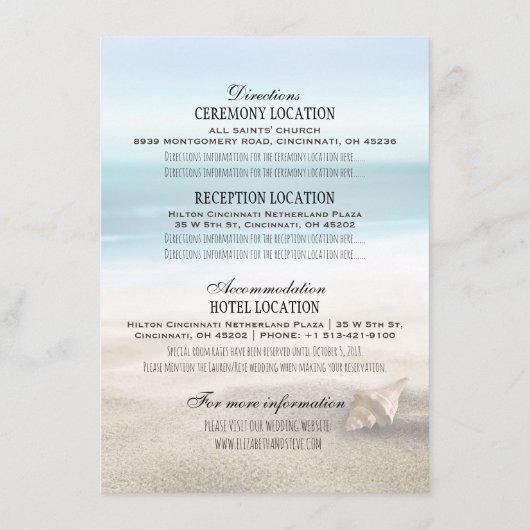 詳細結婚情報夏ビーチヒトデ エンクロージャーカード (裏面)