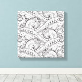 詳細花柄ドードル6 キャンバスプリント (インサイチュ (ウッドフロア))