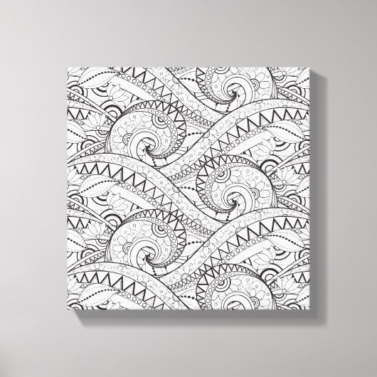 詳細花柄ドードル6 キャンバスプリント (正面)