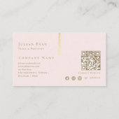 詳細芸術的赤面ピンクおよび金ゴールド名刺 名刺 (裏面)