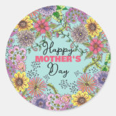詳細鮮やかなドードル花母の日 ラウンドシール (正面)