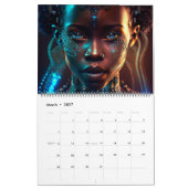 詳細12か月カレンダーの女性（分割ページ） カレンダー (3月 2027)