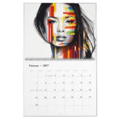 詳細12か月カレンダーの女性（分割ページ） カレンダー (2月 2027)